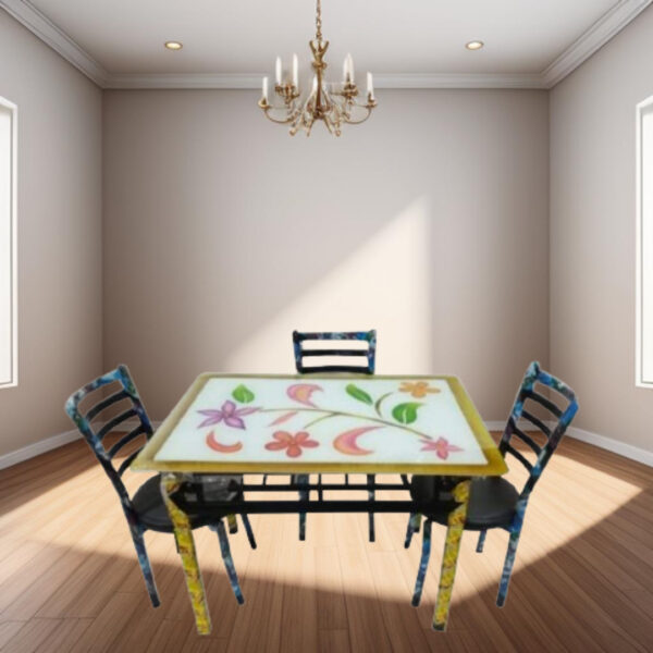 Dining table set iron black coating 4 seater