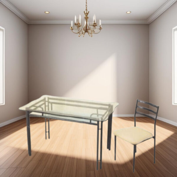 Dining table set iron black coating 4 seater.